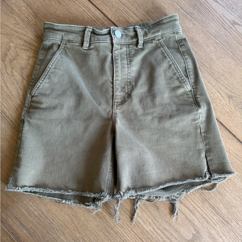 Everlane Olive Green High-Rise Denim Shorts